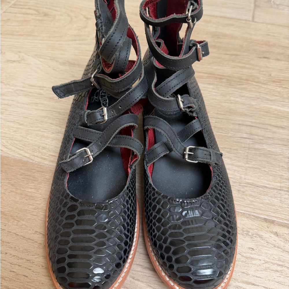 NWT FreeBird Marcel Mary Jane Black Textured Women's Shoes - Picture 3 of 8